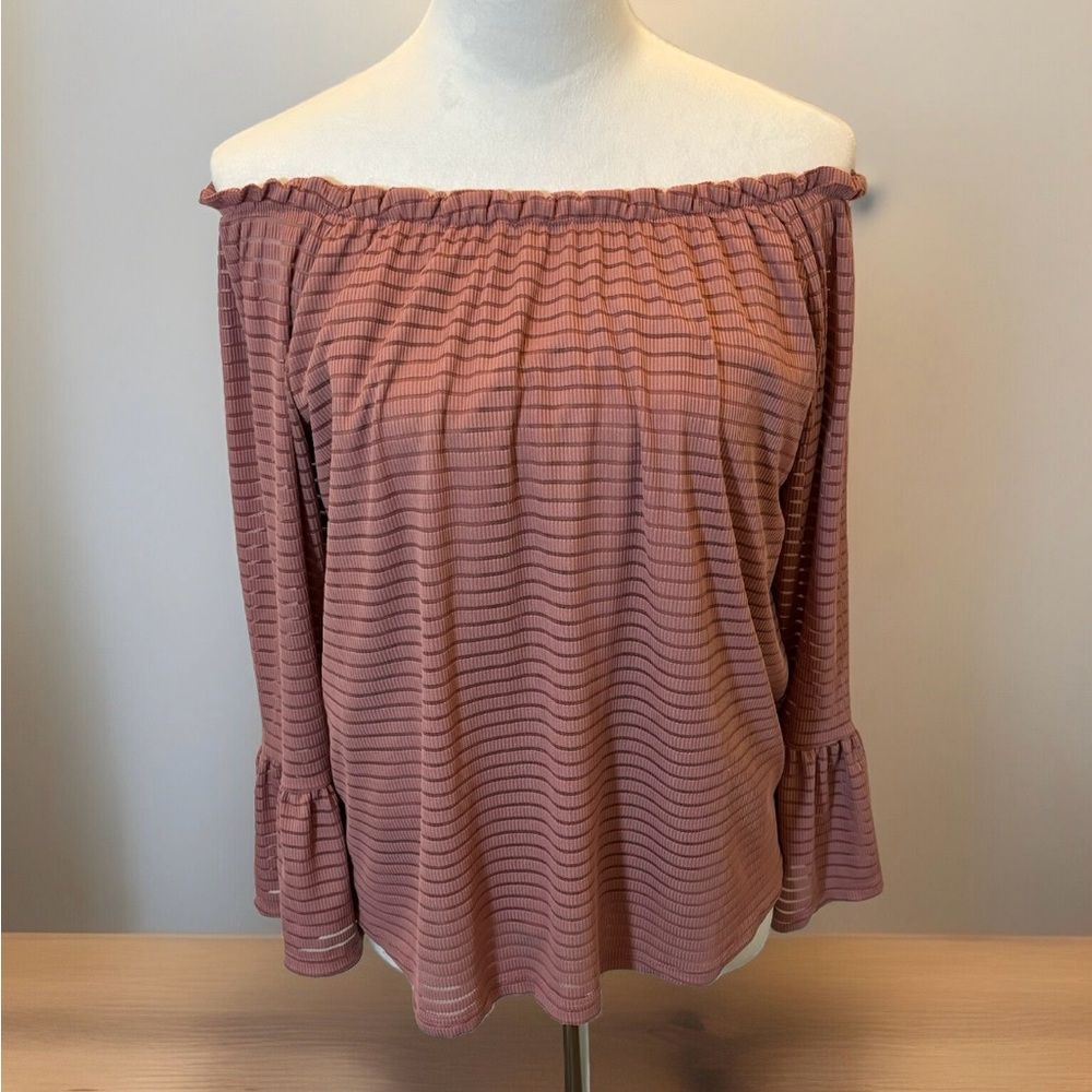 NWOT Off The Shoulder Rose Gold Colored Blouse Size L